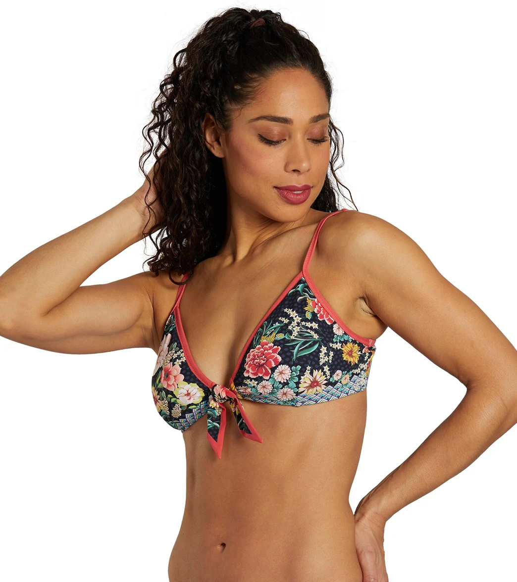 Johnny Was Women's Dark Floral Mia Front Tie Bikini Top - Image 4
