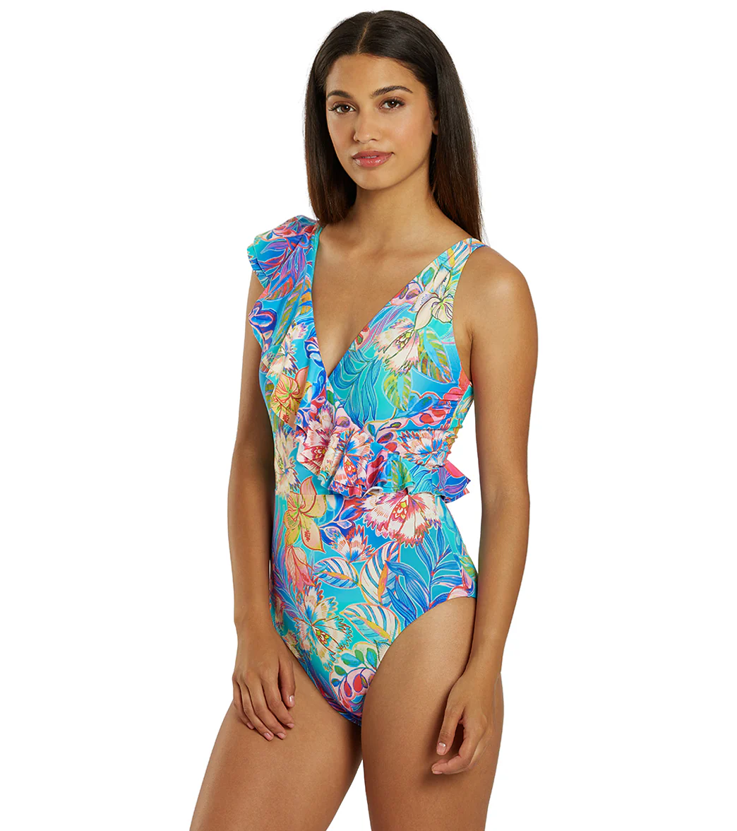 Johnny Was Women's Helena Ruffle Wrap One Piece Swimsuit - Image 4