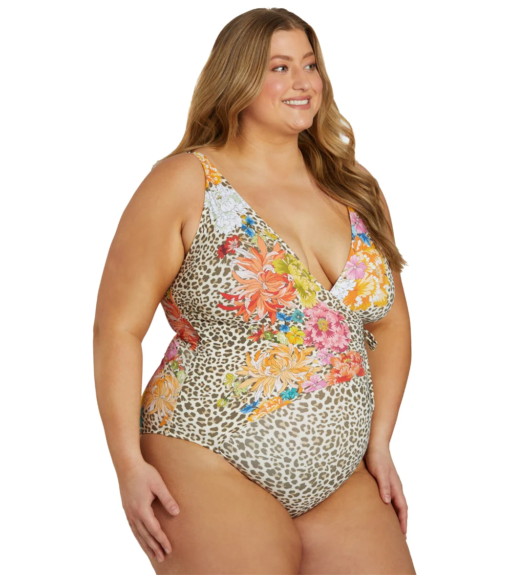 Johnny Was Women's Plus Size Leopard Wrap One Piece Swimsuit - Image 2