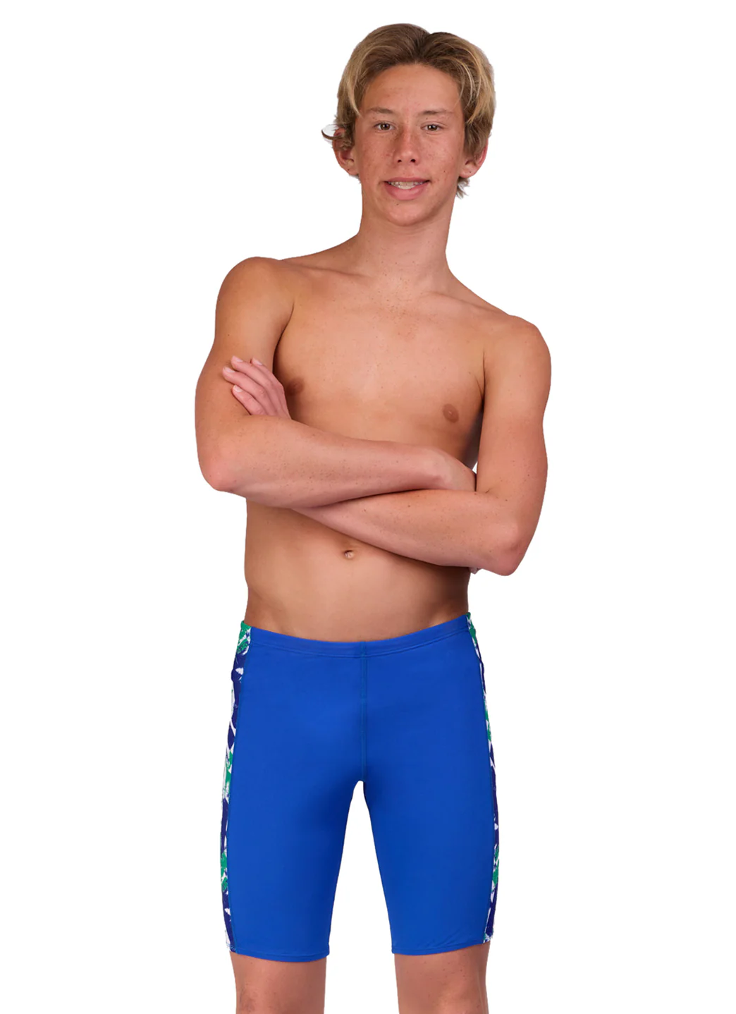 JOLYN Men's Jammer Leaves Spliced Jammer Swimsuit - Image 12