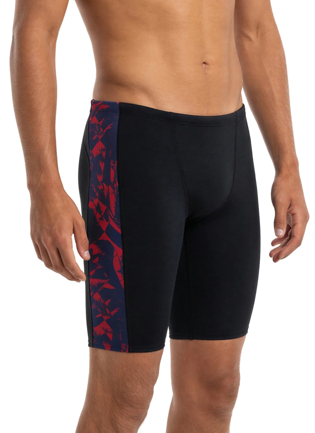 JOLYN Men's Jammer Leaves Spliced Jammer Swimsuit - Image 68