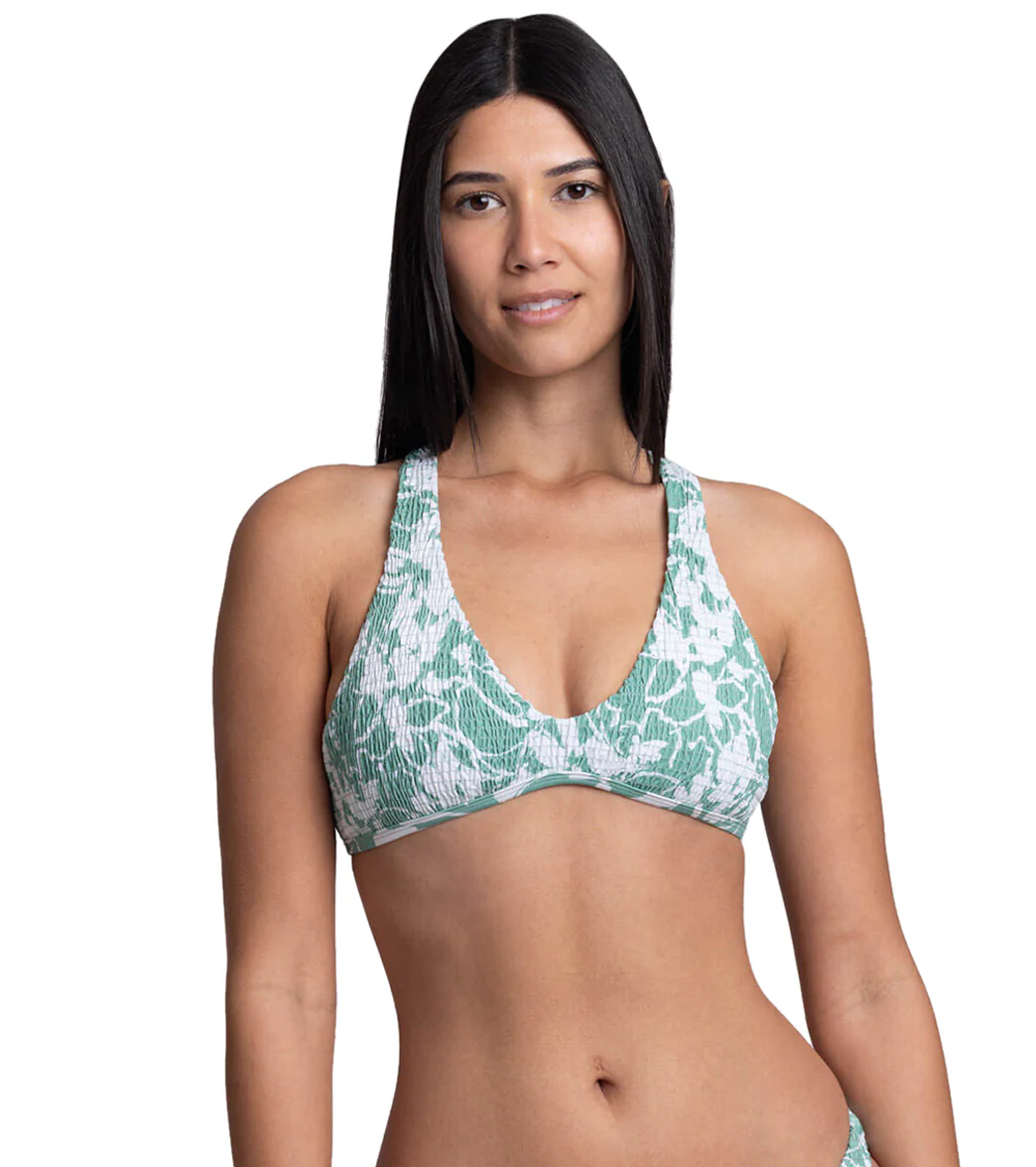 JOLYN Women's Aster Floriana Smocked Racerback Bikini Top - Image 10