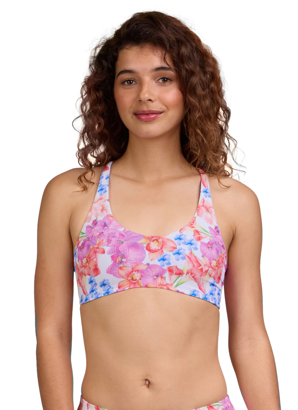 JOLYN Women's Blake Orchids RIB Tie-Back Bikini Top - Image 2