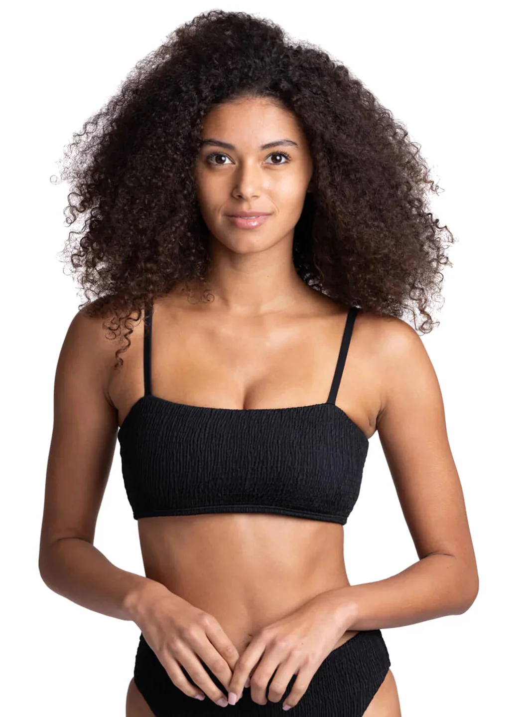 JOLYN Women's Eva Solid Smocked Bandeau Adjustable Bikini Top - Image 8