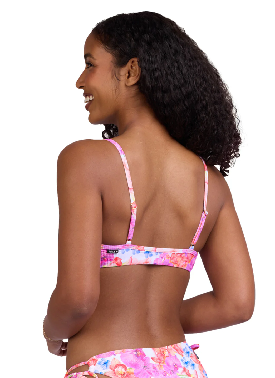 JOLYN Women's Faye Orchids Rib Front Knot Bikini Top - Image 6