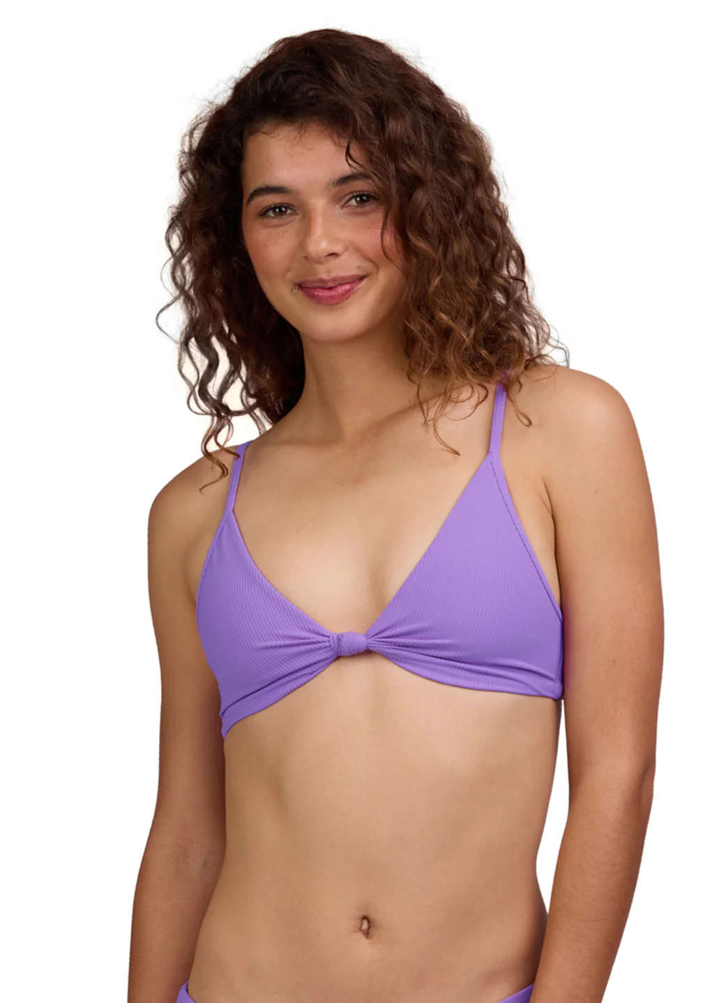 JOLYN Women's Faye Solid Ribbed Front Knot Bikini Top - Image 9