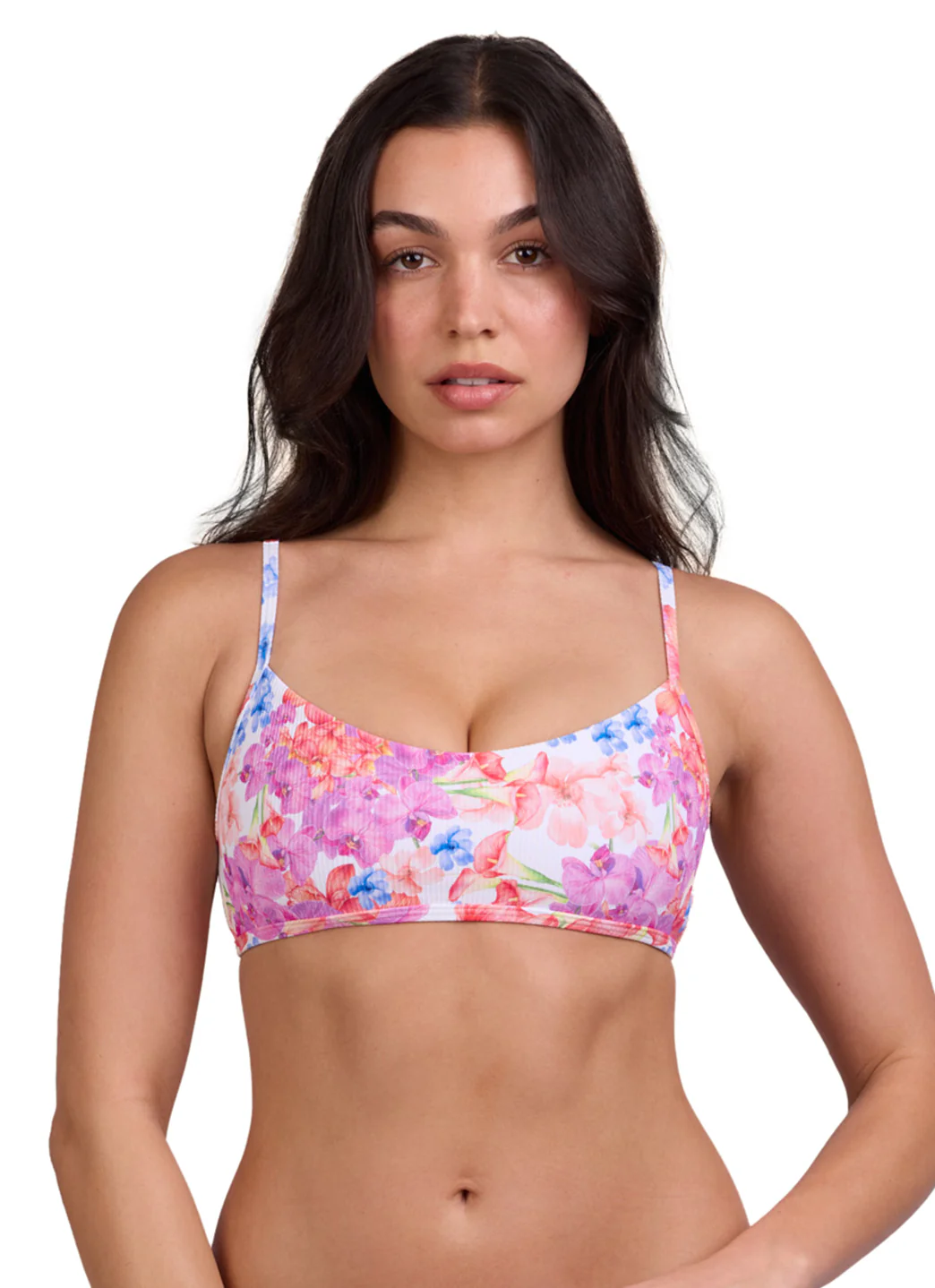 JOLYN Women's Hikari Orchids Rib Tie-Back Bikini Top - Image 3