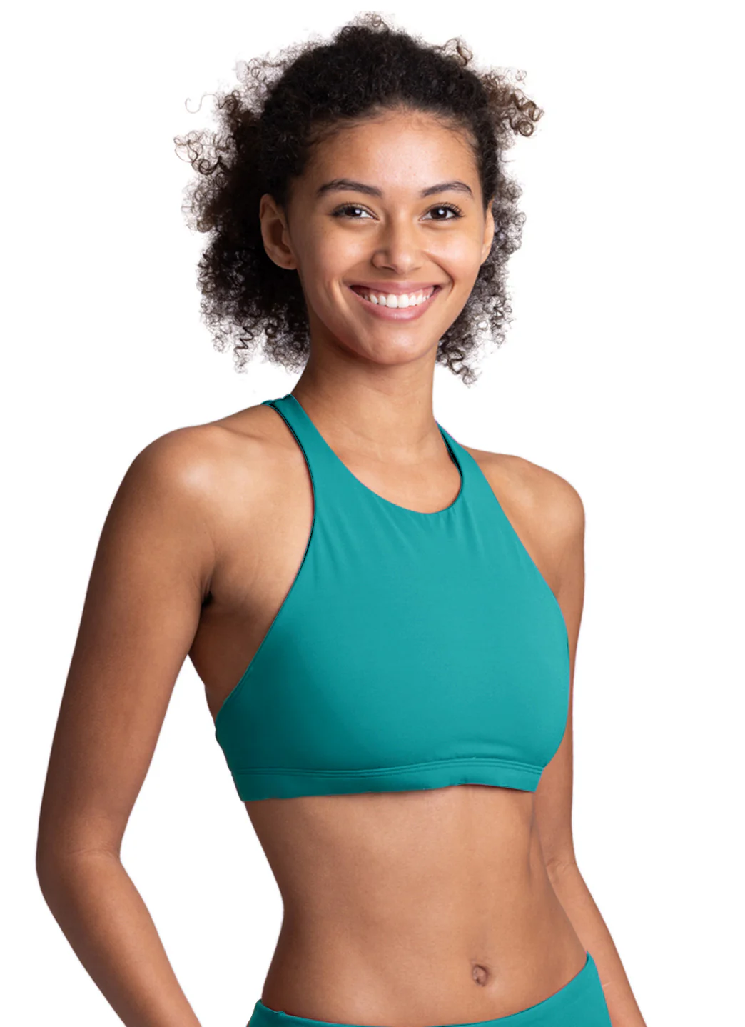 JOLYN Women's Jada Solid High Neck Strappy Back Bikini Top - Image 16