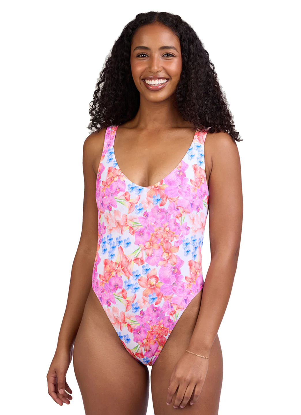 JOLYN Women's Jiro Orchids Rib Tie-Back One Piece Swimsuit - Image 3