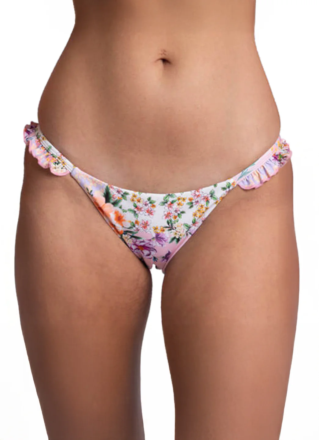 JOLYN Women's Karlee Cottage Patch Side Ruffles Low Rise Bikini Bottom - Image 2