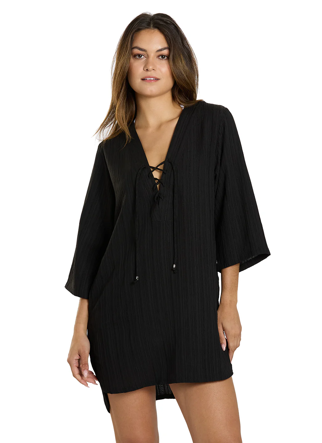 J.Valdi Women's Cancun Lace Neck Big Shirt Cover Up - Image 2