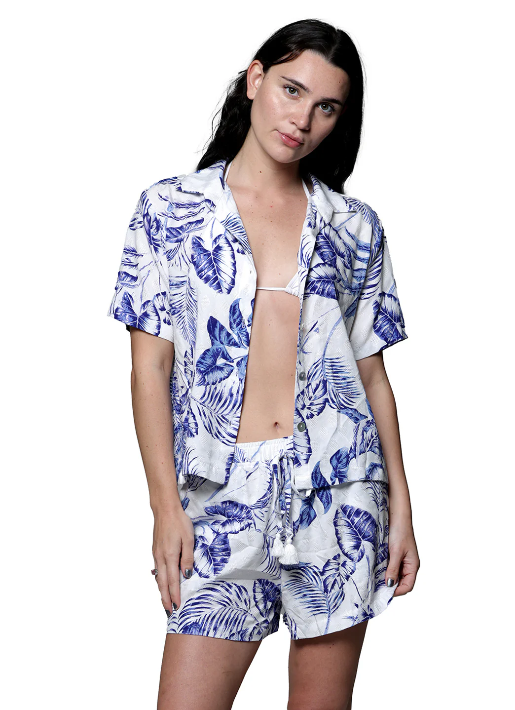 J.Valdi Women's Del Cabo Short Sleeve Button Down Cover Up Shirt - Image 3