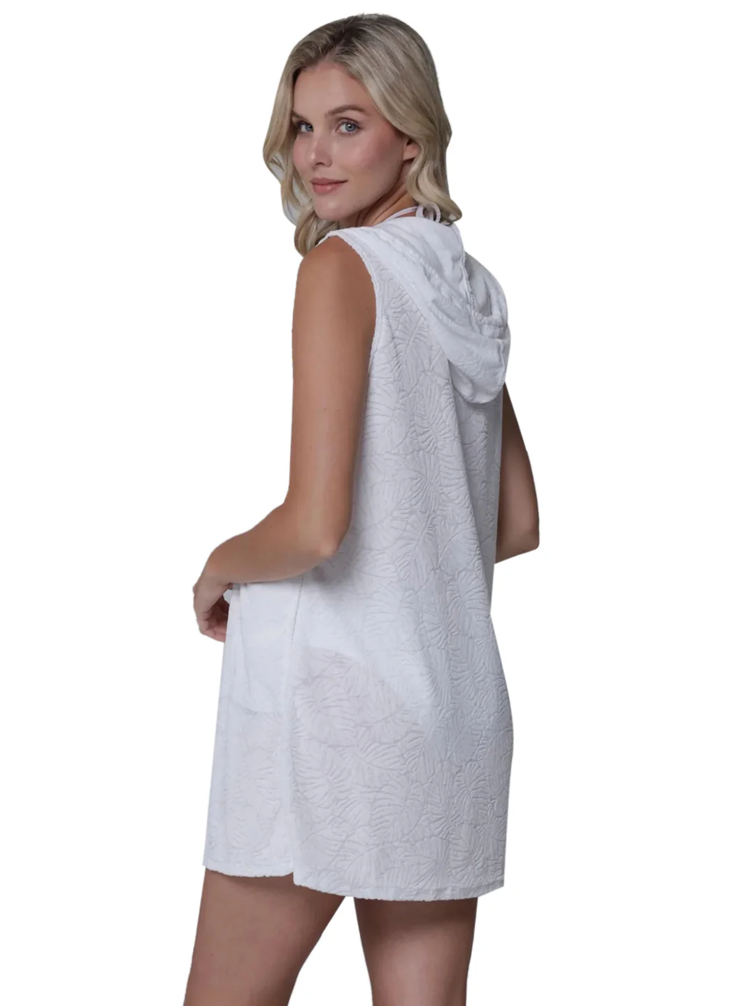 J.Valdi Women's Plus Size Santorini Sleeveless Full Zip Hoodie Cover Up - Image 5