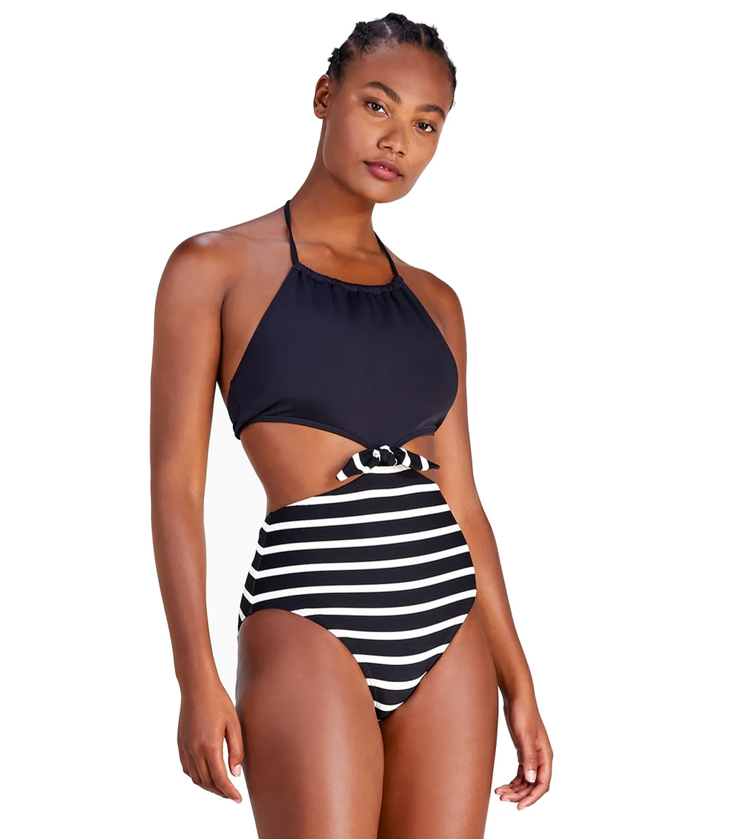 Kate Spade New York Women's Breton Stripe High Neck One Piece Swimsuit - Image 4