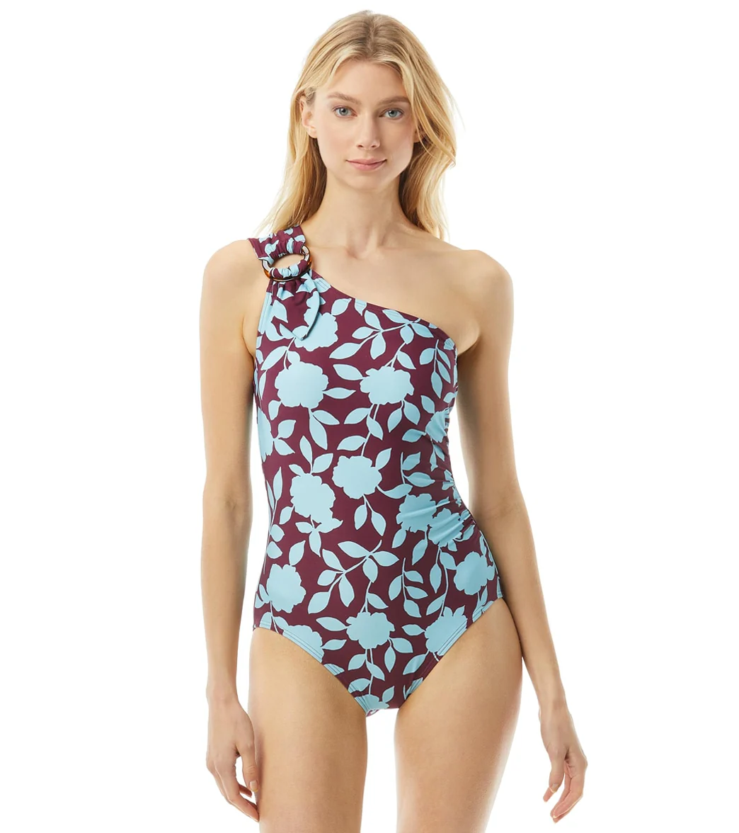 Kate Spade New York Women's Gernanium Grove Buckle One Shoulder One Piece Swimsuit
