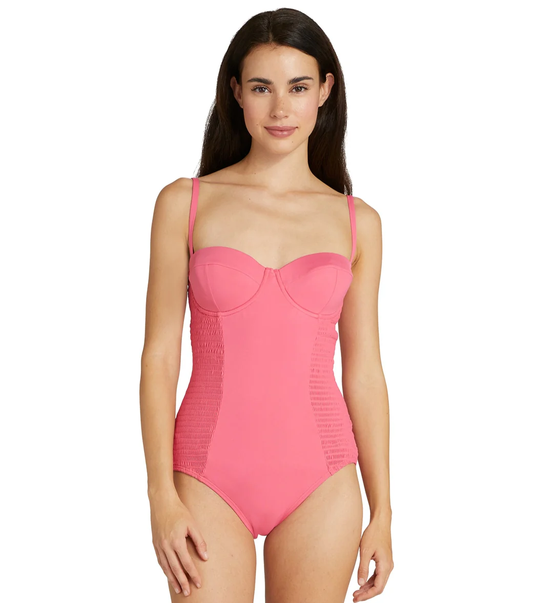 Kate Spade New York Women's Solids Smocked Underwire One Piece Swimsuit - Image 4