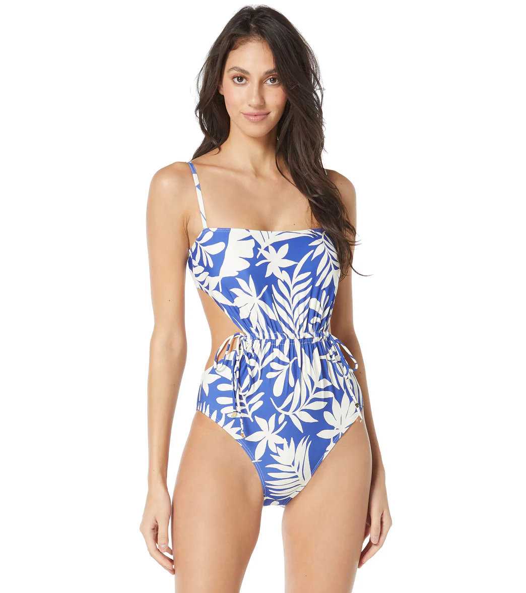 Kate Spade New York Women's Tropical Foliage Cinch Front One Piece Swimsuit - Image 2