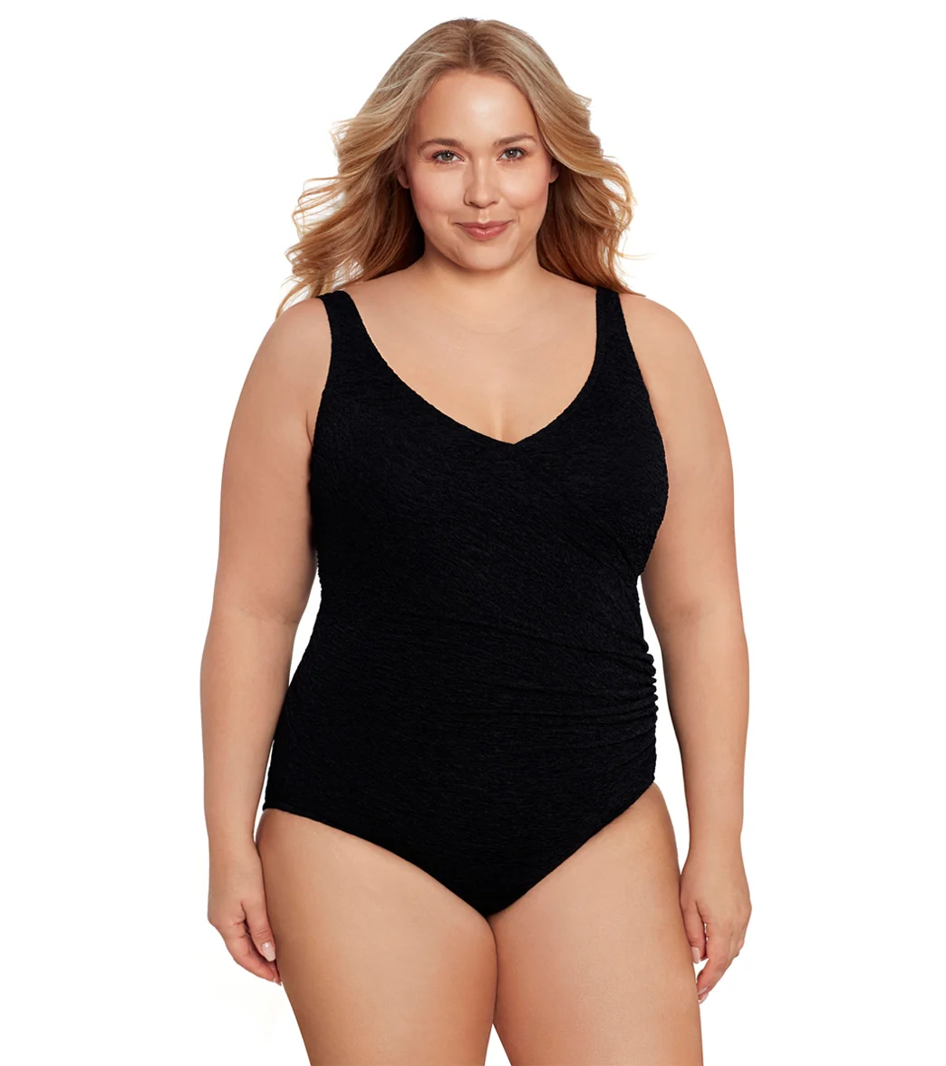 Krinkle by Penbrooke  Plus Krushed Krinkle Cross Over One Piece Swimsuit - Image 6