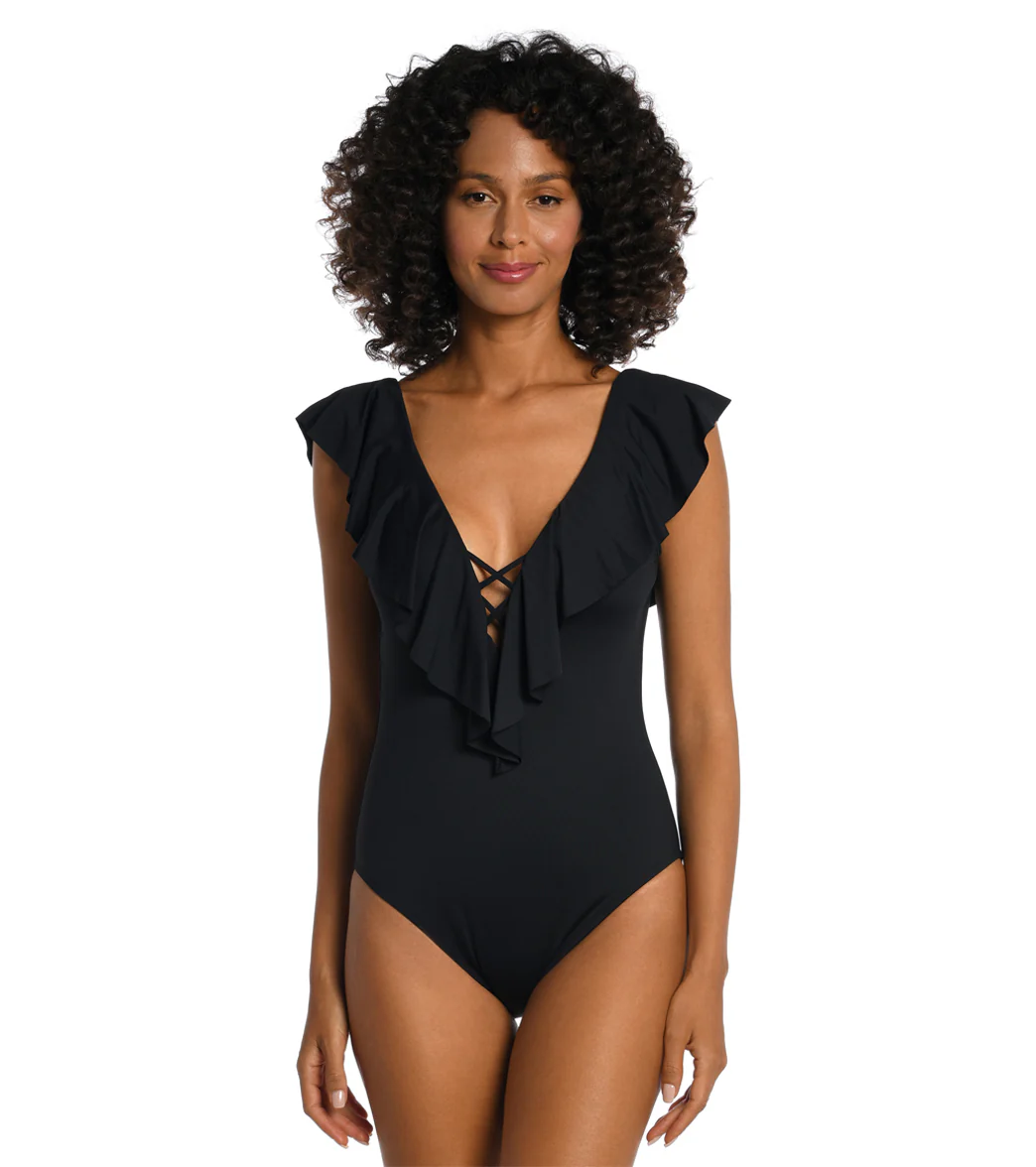 La Blanca Women's Island Goddess Ruffle Plunge One Piece Swimsuit - Image 5