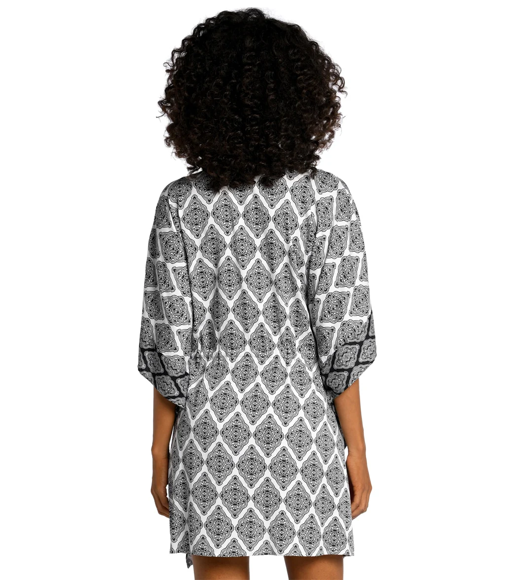 La Blanca Women's Oasis Tile Front Tie Kimono - Image 3