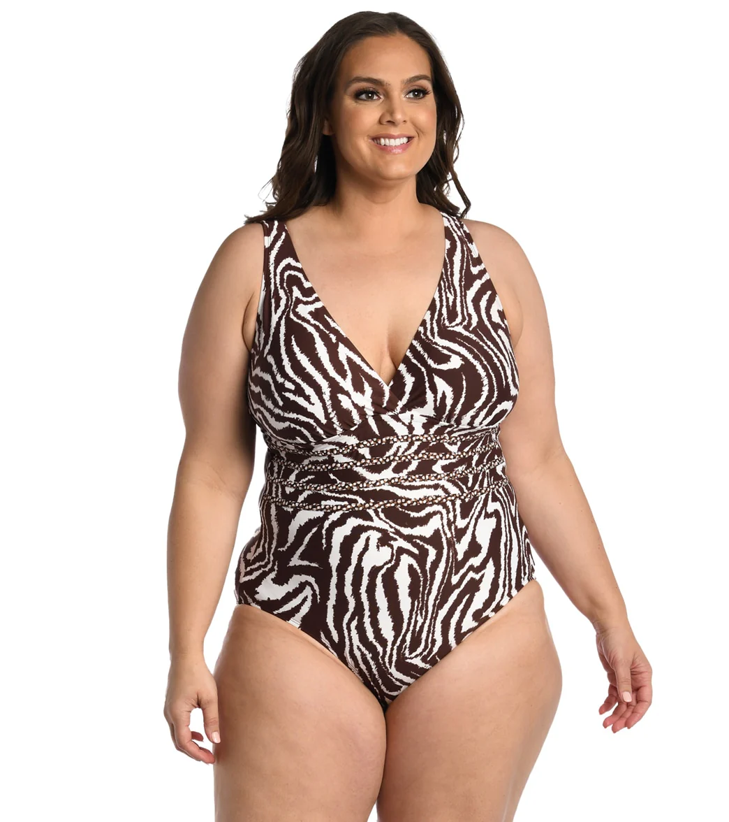 La Blanca Women's Plus Fierce Lines Cross Back One Piece Swimsuit - Image 5