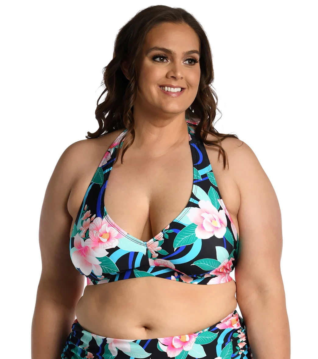 La Blanca Women's Plus Nightfall Blooms Banded Halter Bikini Top - Image 5
