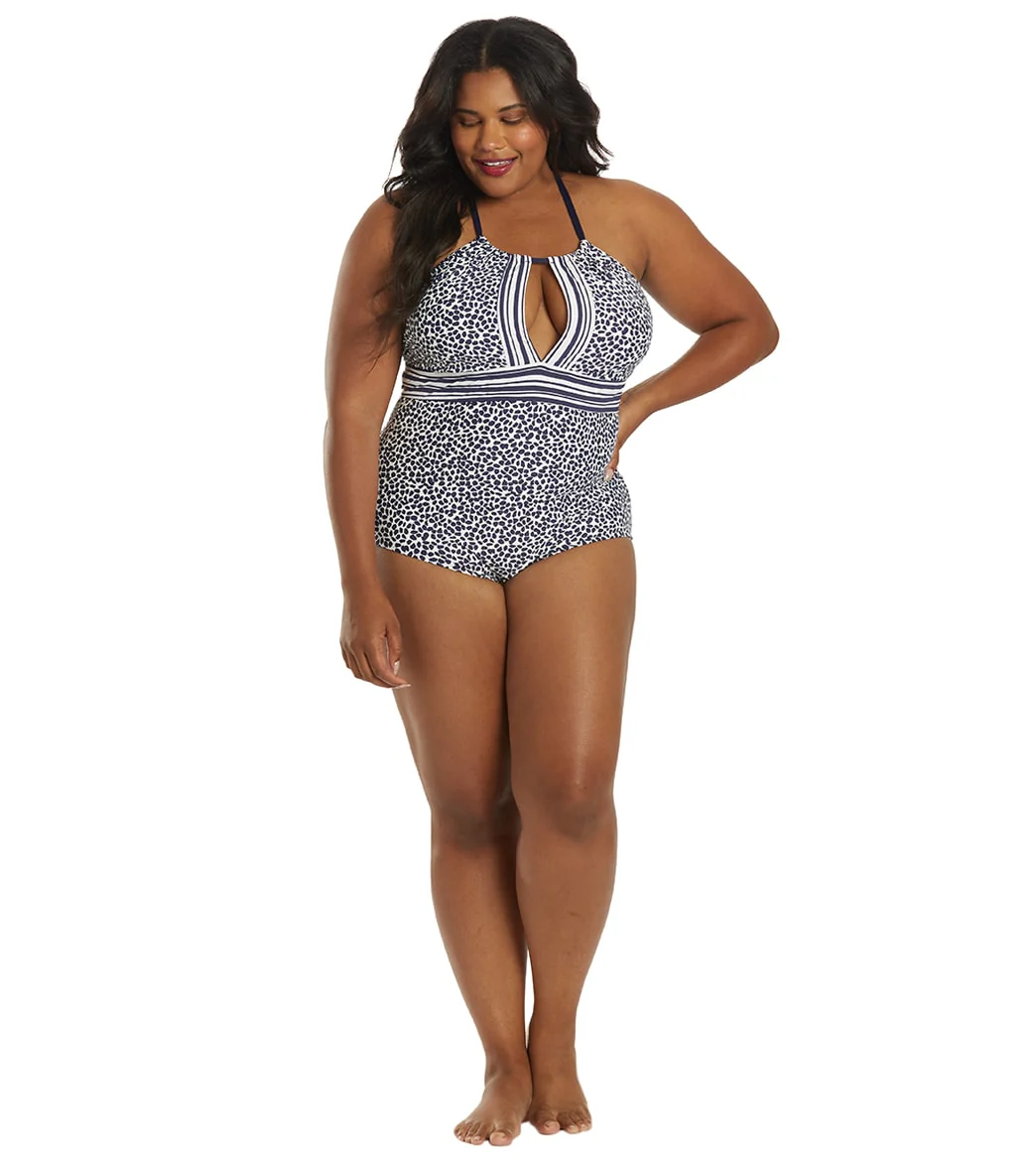 La Blanca Women's Plus Size Apulia Mix High Neck Keyhole One Piece Swimsuit - Image 4