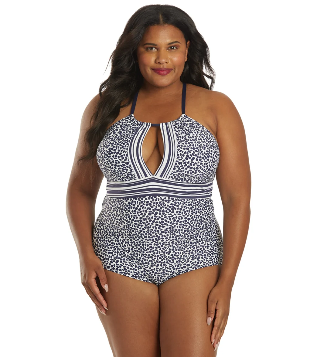La Blanca Women's Plus Size Apulia Mix High Neck Keyhole One Piece Swimsuit - Image 7