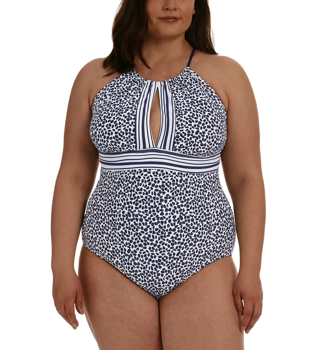 La Blanca Women's Plus Size Apulia Mix High Neck Keyhole One Piece Swimsuit - Image 8