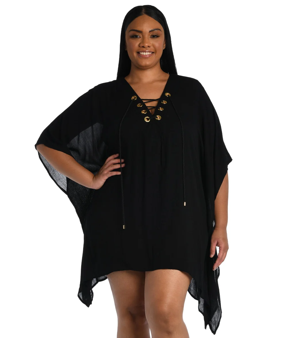 La Blanca Women's Plus Size Capri Lace Up Caftan - Image 5
