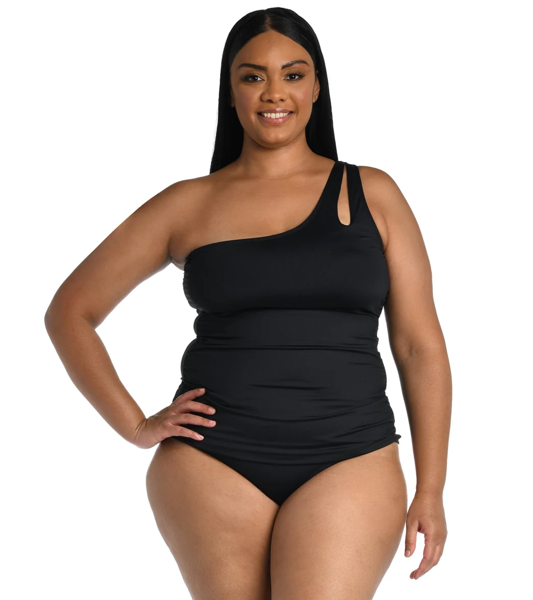 La Blanca Women's Plus Size Island Goddess One Shoulder Keyhole Tankini Top - Image 5