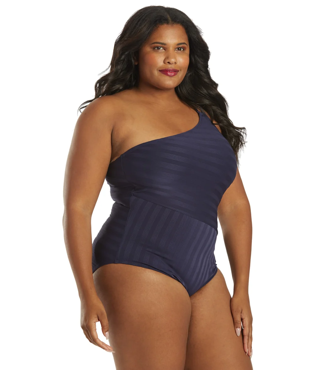 La Blanca Women's Plus Size Linea Costa One Shoulder One Piece Swimsuit - Image 2