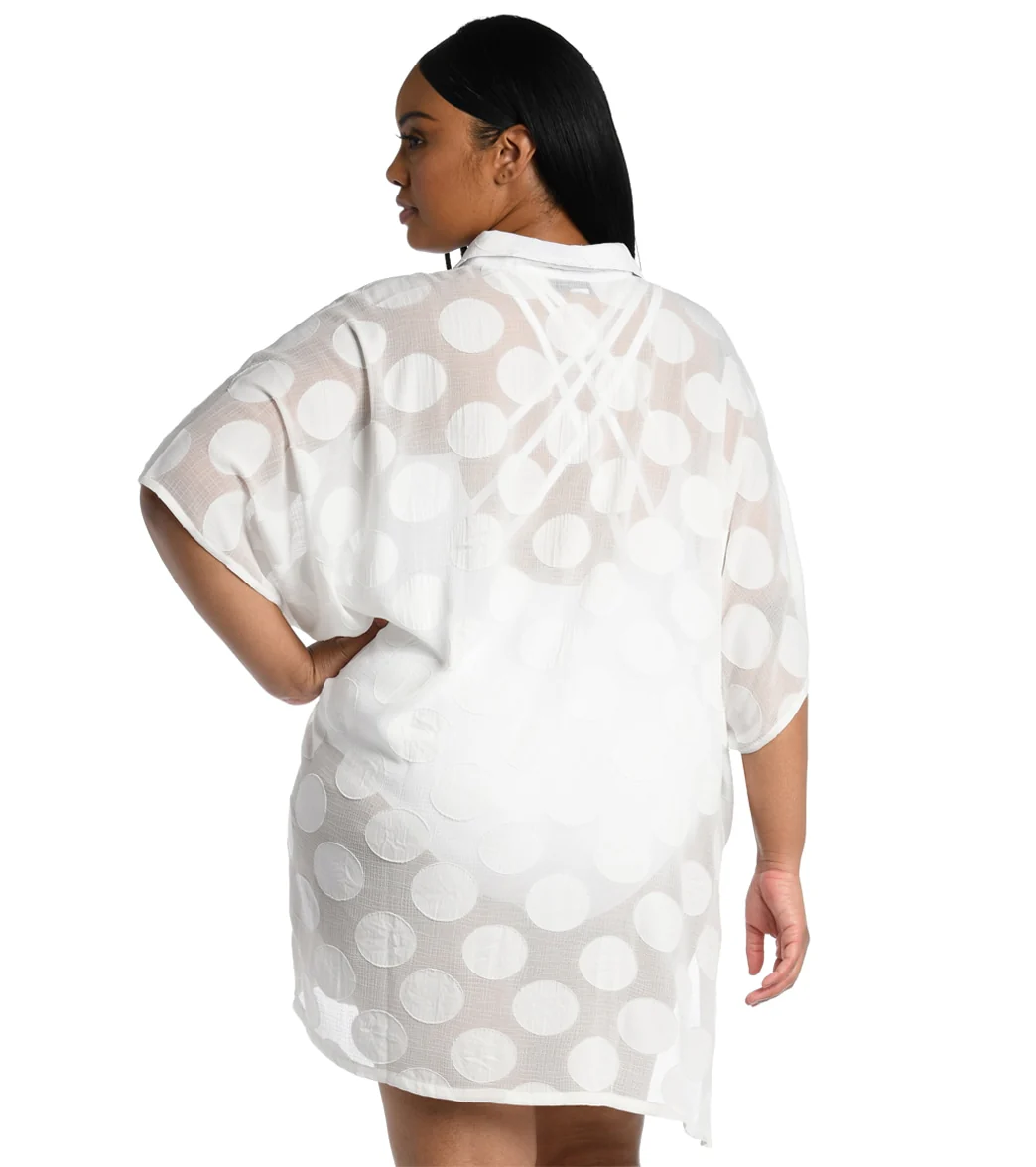 La Blanca Women's Plus Size Mod For Dot Convertible Shirtdress - Image 2
