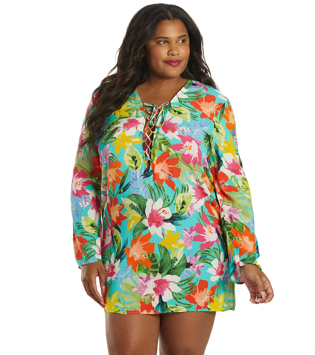 La Blanca Women's Plus Size Tropea Breeze Lace Up Tunic - Image 8