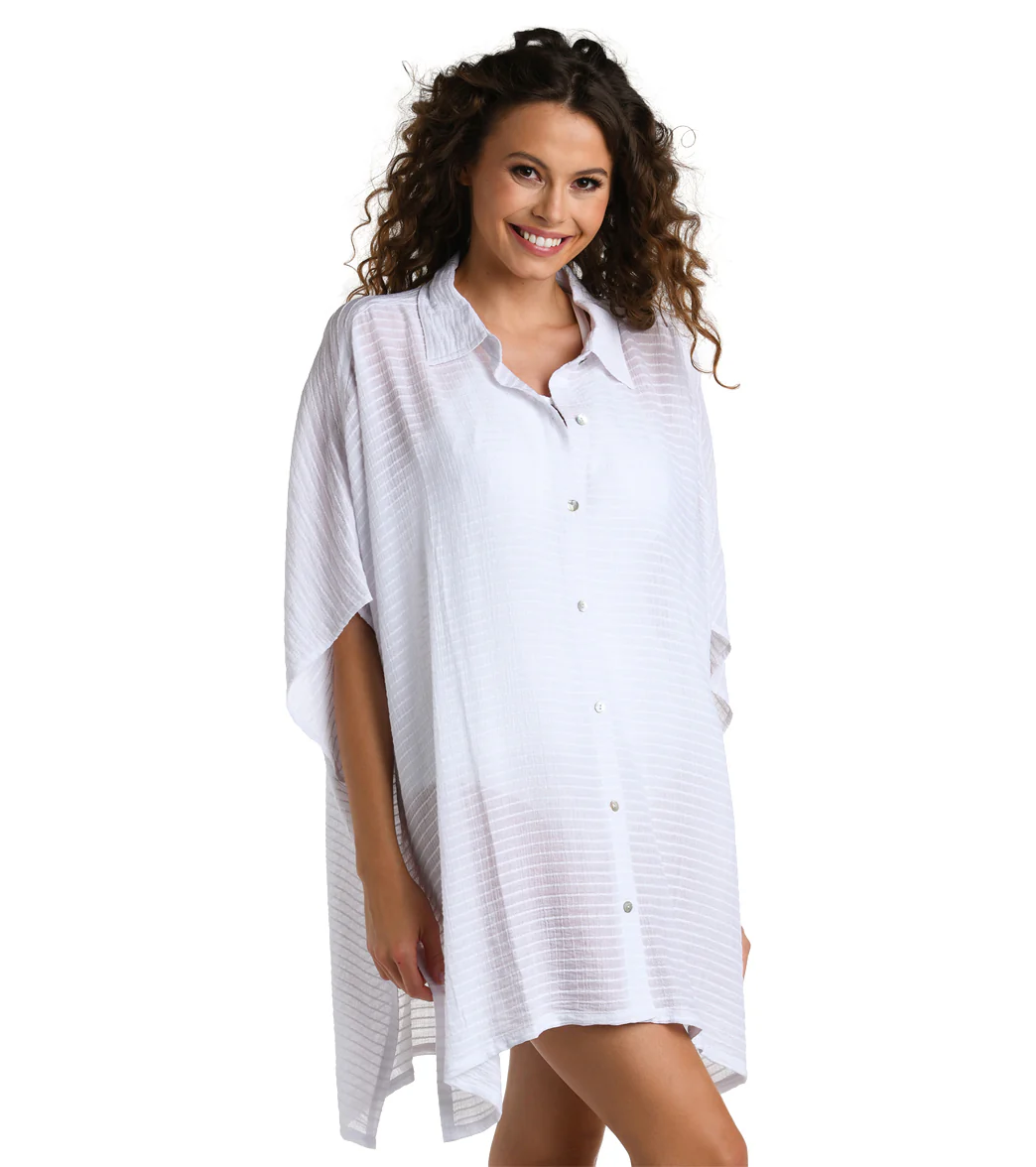 La Blanca Women's Shadow Stripe Convertible Shirtdress - Image 8