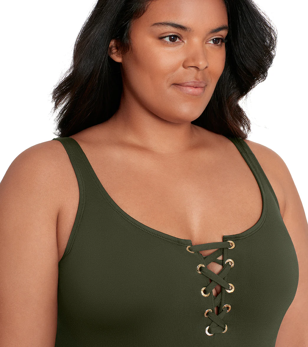 Lauren Ralph Lauren Plus Size Lace Tank One Piece Swimsuit - Image 4