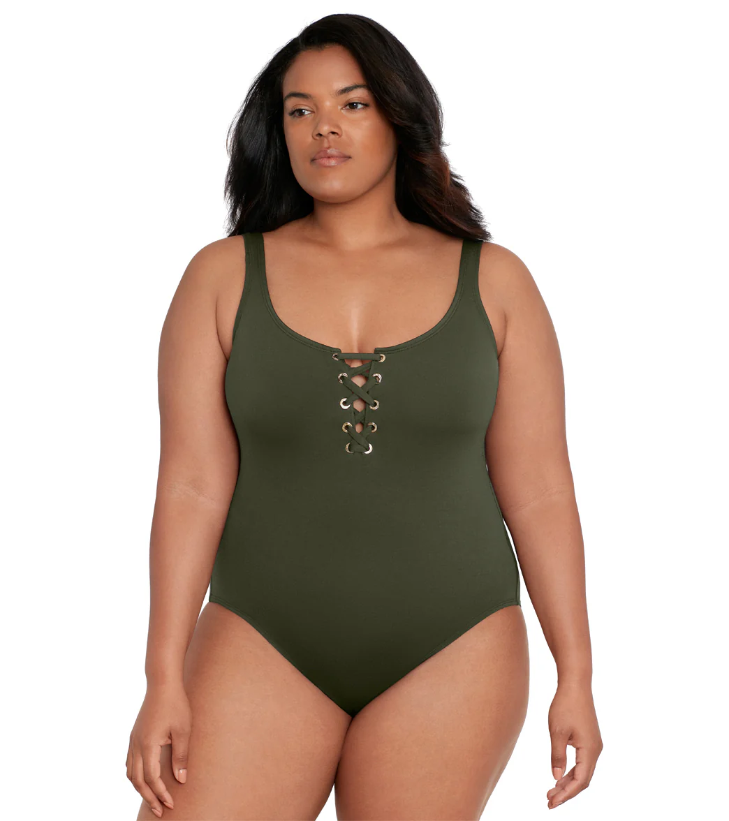 Lauren Ralph Lauren Plus Size Lace Tank One Piece Swimsuit - Image 7