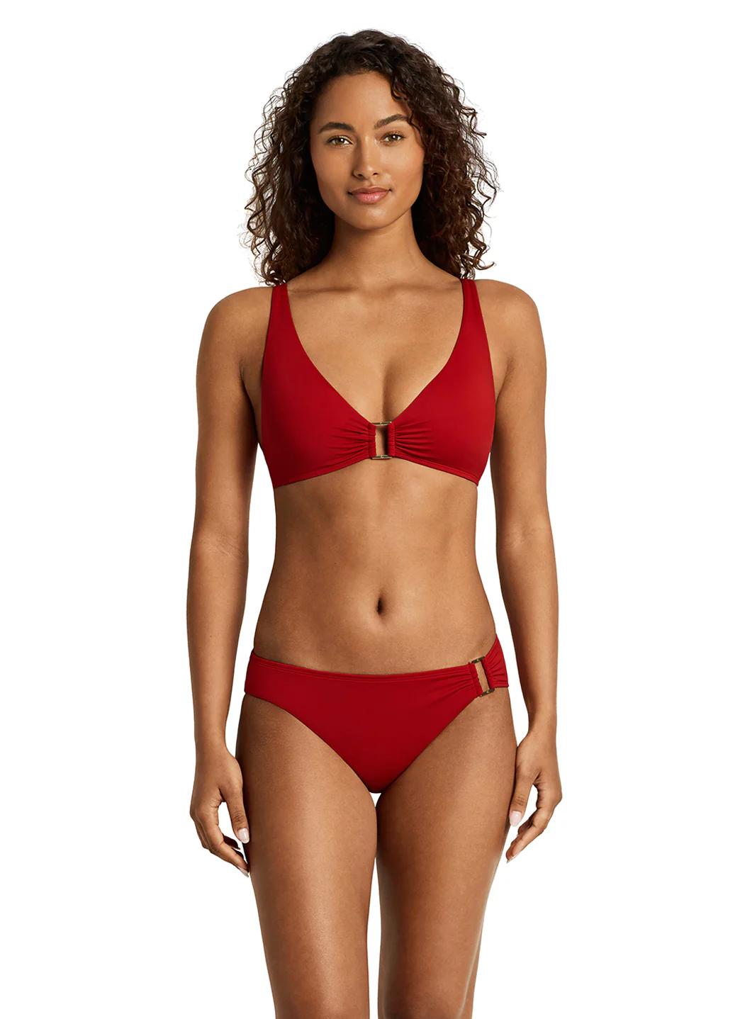 Lauren Ralph Lauren Women's Beach Club Solids Gold Hardware Ring Bikini Top - Image 12