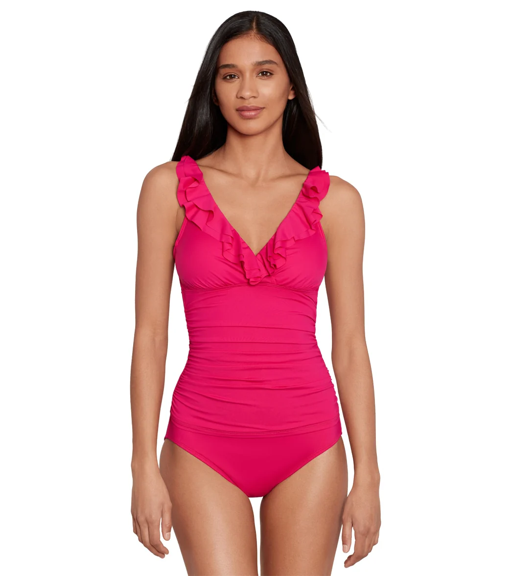 Lauren Ralph Lauren Women's Beach Club Solids Ruffle Tankini Top - Image 12