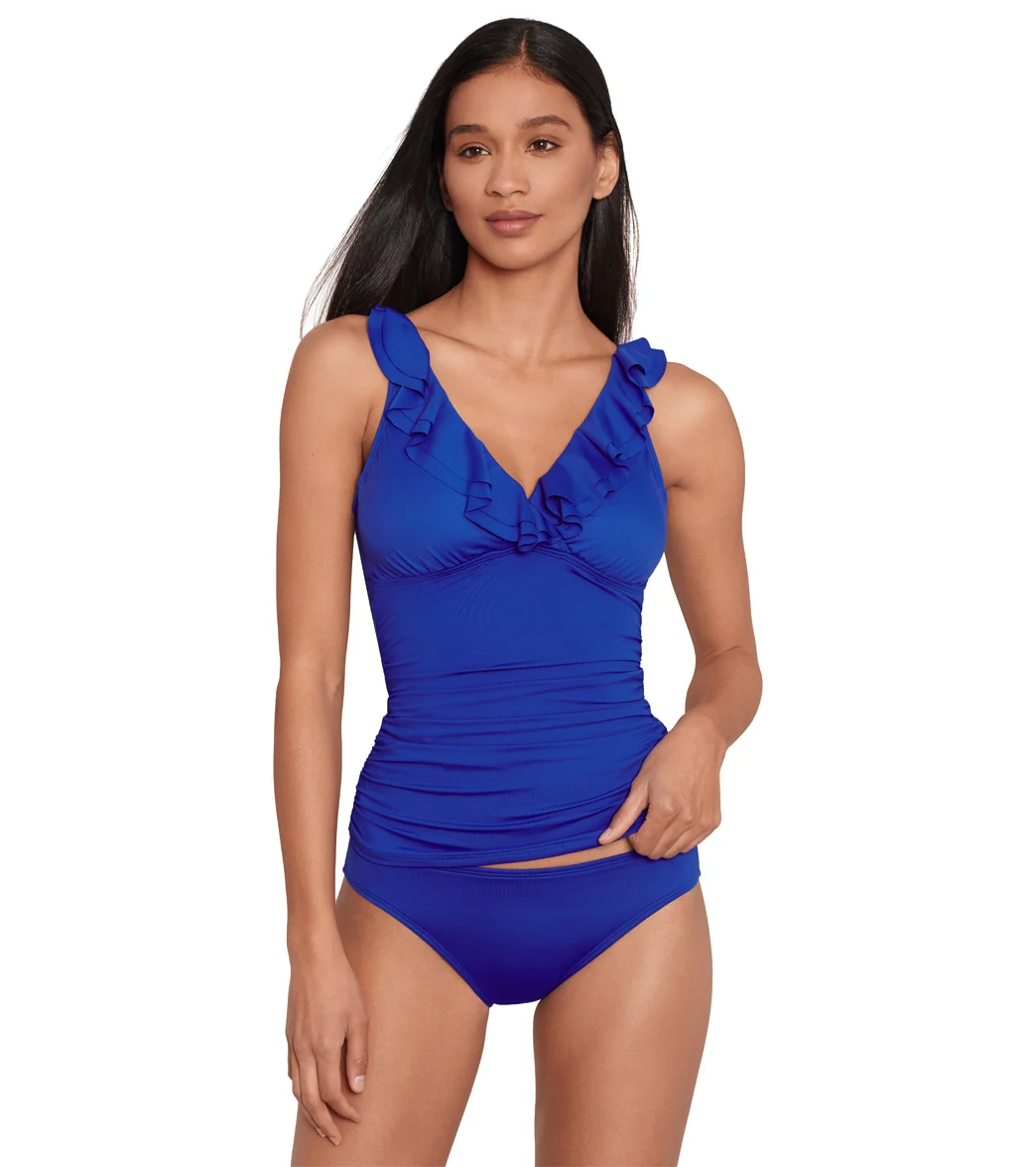 Lauren Ralph Lauren Women's Beach Club Solids Ruffle Tankini Top - Image 13
