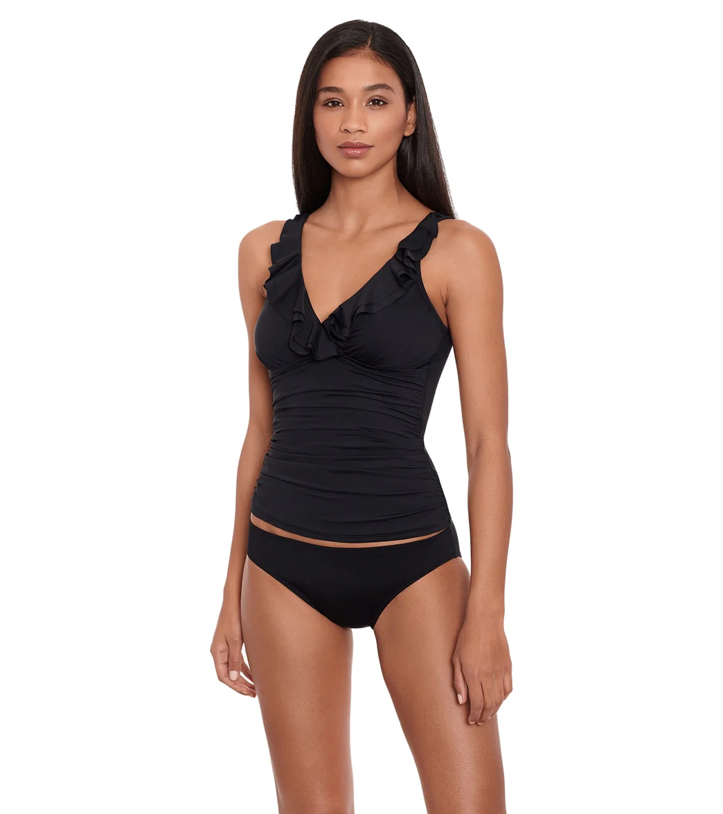 Lauren Ralph Lauren Women's Beach Club Solids Ruffle Tankini Top - Image 27