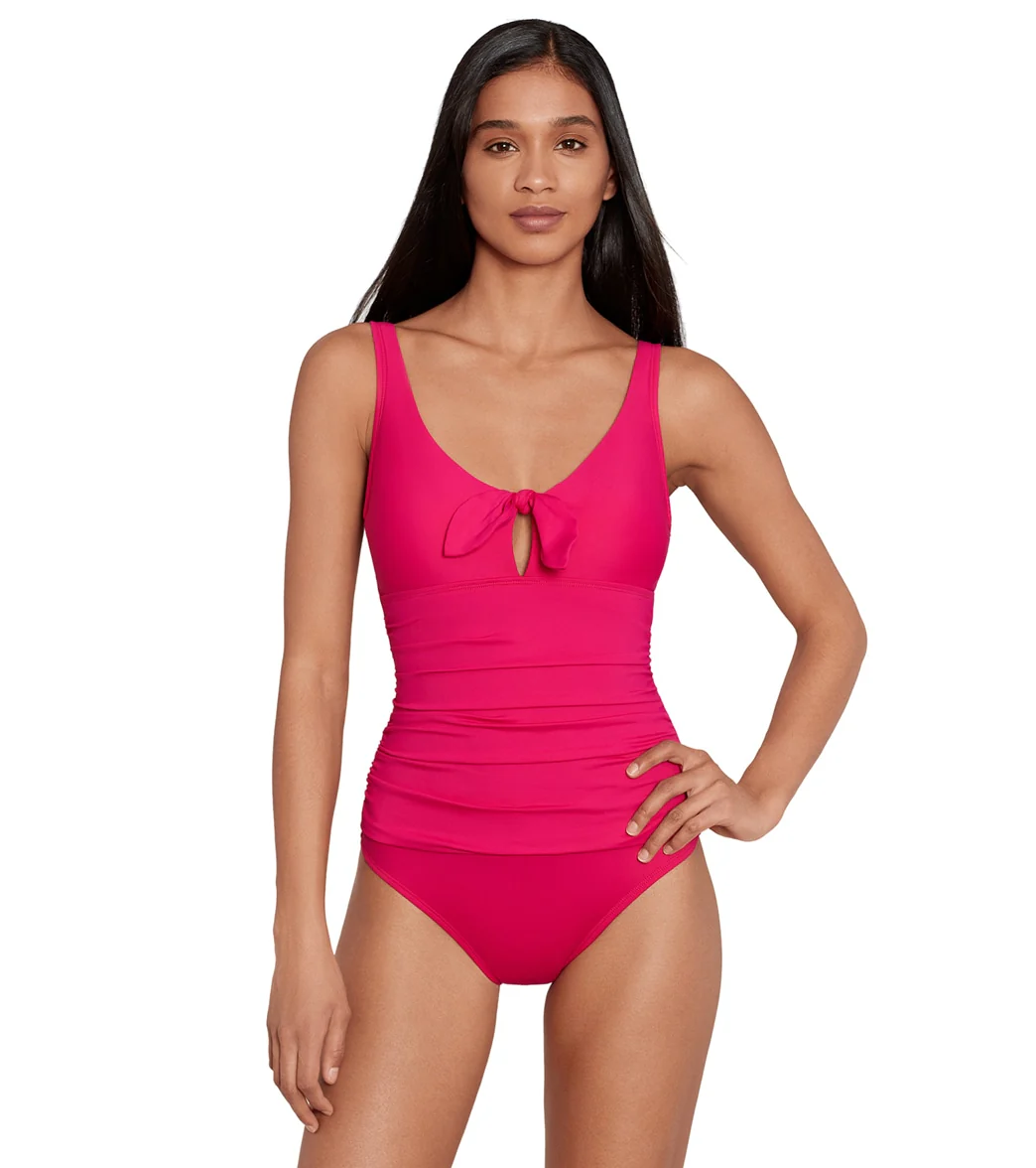 Lauren Ralph Lauren Women's Beach Club Solids Tie Front Underwire One Piece Swimsuit - Image 9