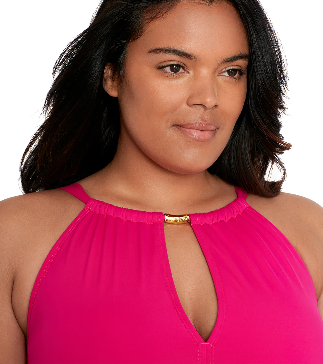 Lauren Ralph Lauren Women's Plus Size Beach Club High Neck One Piece Swimsuit - Image 10