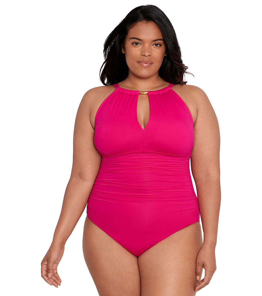 Lauren Ralph Lauren Women's Plus Size Beach Club High Neck One Piece Swimsuit - Image 12