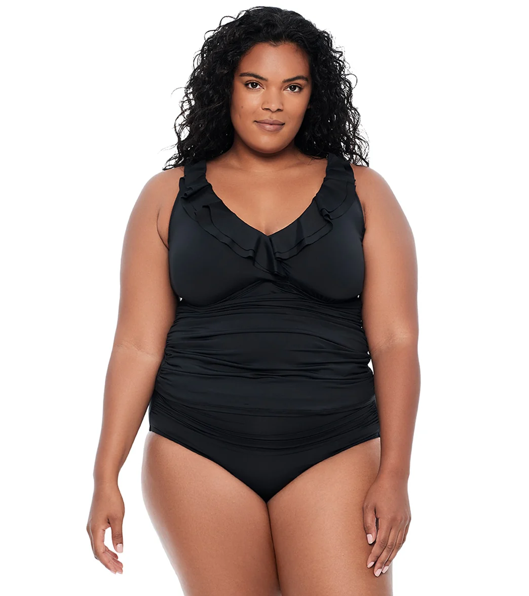 Lauren Ralph Lauren Women's Plus Size Beach Club Ruffle Tankini Top - Image 8