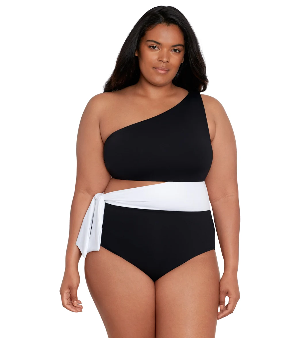 Lauren Ralph Lauren Women's Plus Size Bel Air Cut Out One Shoulder One Piece Swimsuit - Image 6