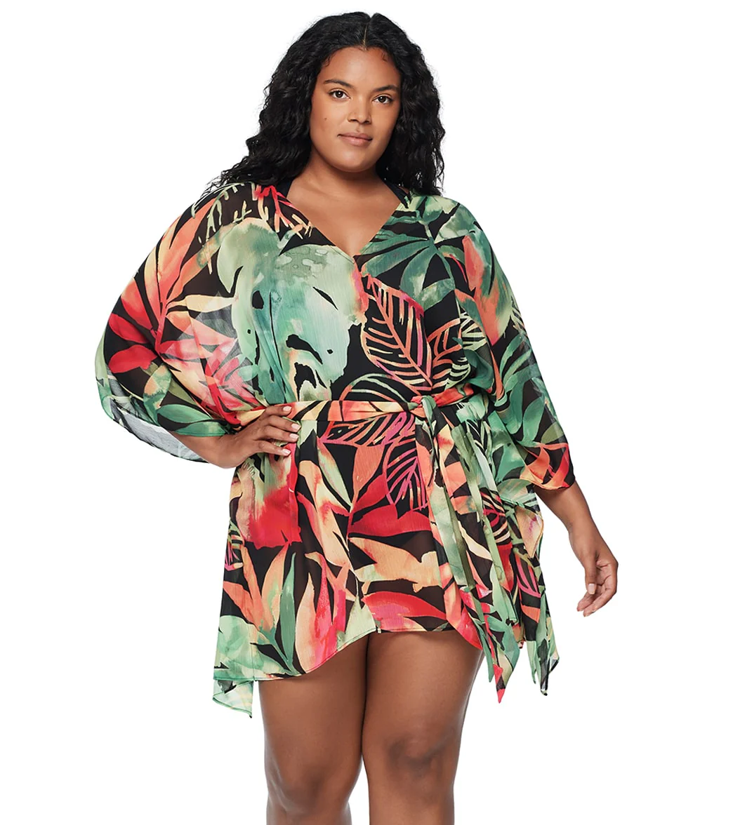 Lauren Ralph Lauren Women's Plus Size Midnight Tropical Belted Poncho