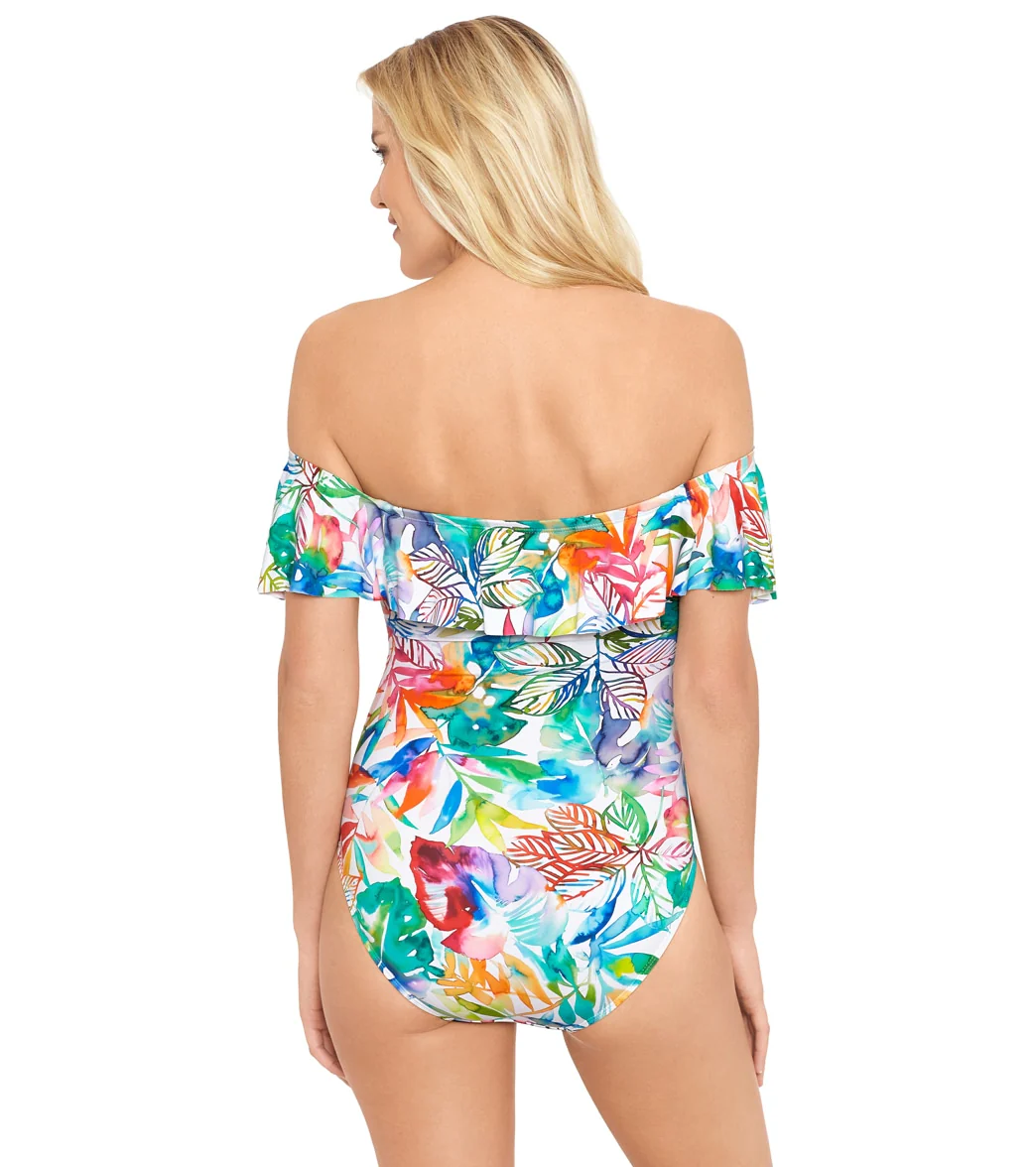 Lauren Ralph Lauren Women's Tropical Caribbean Off the Shoulder One Piece Swimsuit - Image 3