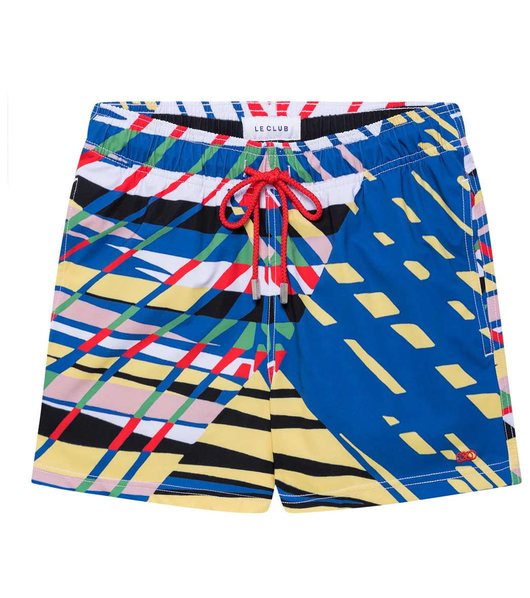 LE CLUB Men's Linear Short Stretch Swim Trunks - Image 4