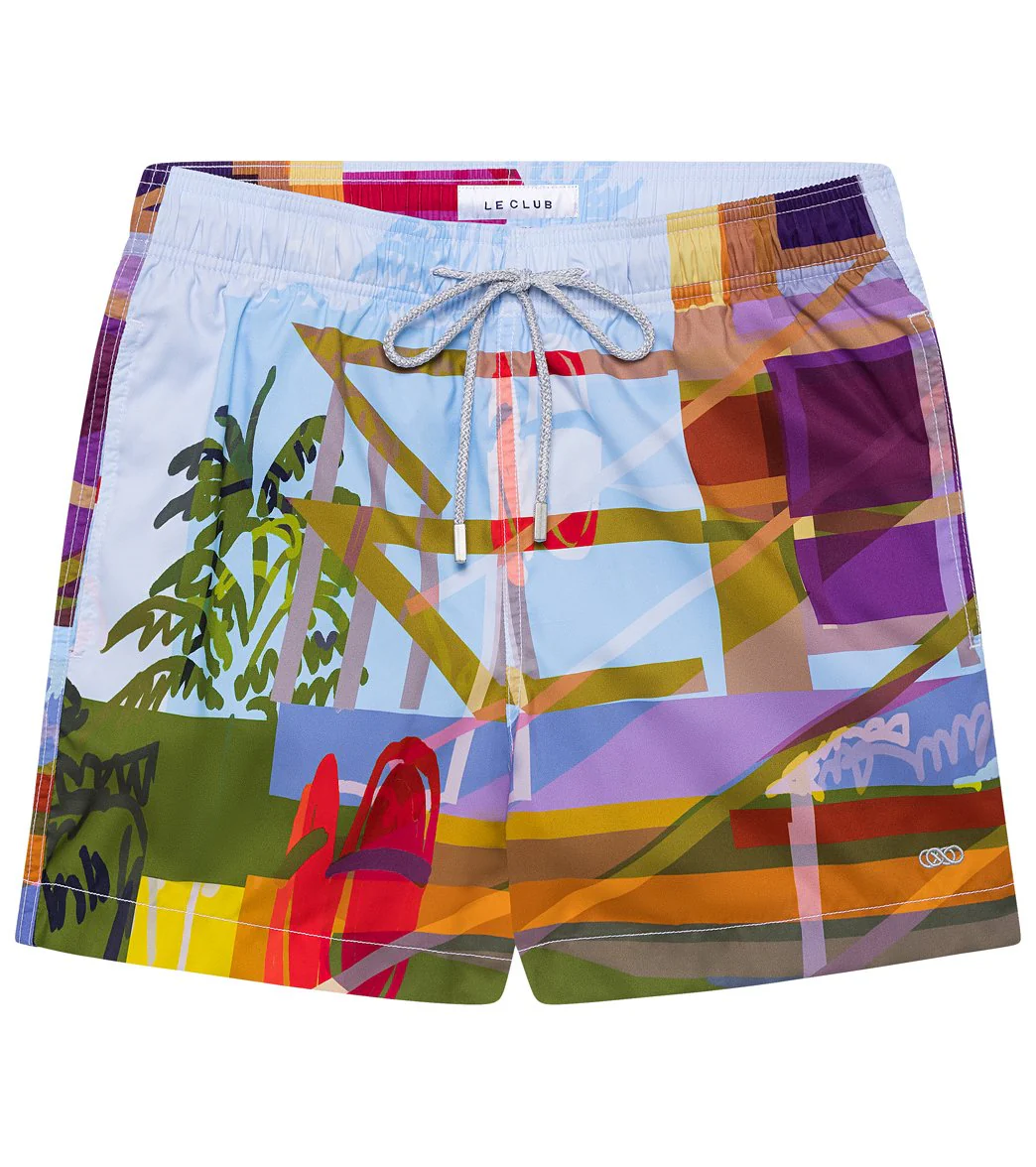 LE CLUB Men's Miami Beach Tower 1 Swim Trunks